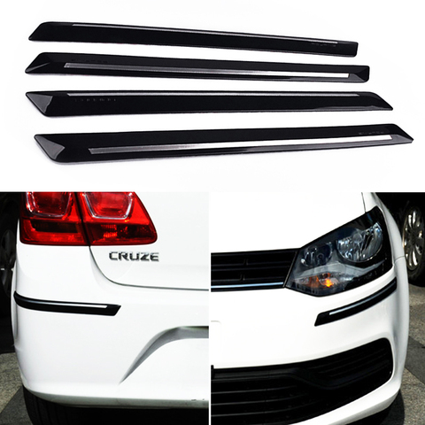 44.7 X 3.1CM 4pcs Car Bumper Protector Silane Guard Strip Chrome Sticker Front Rear Bumper Protector Rubber Black Universal ► Photo 1/6