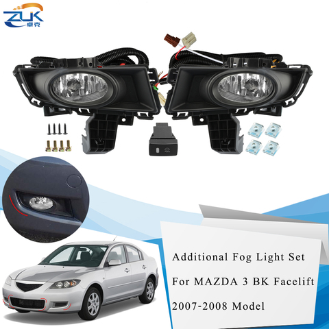 ZUK Car Additional Fog Light Set For Mazda 3 BK Facelift 2007 2008 Front Bumper Fog Lamp Anti-Fog Light Wire Harness Switch Kit ► Photo 1/6