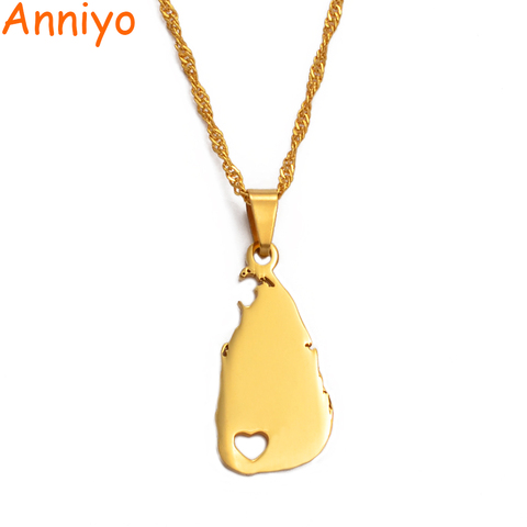 Anniyoc Sri Lanka Map Pendant & Necklaces for Women Gold Color Charm Sri Lankan Maps Jewelry Patriotic Gifts #017921 ► Photo 1/5