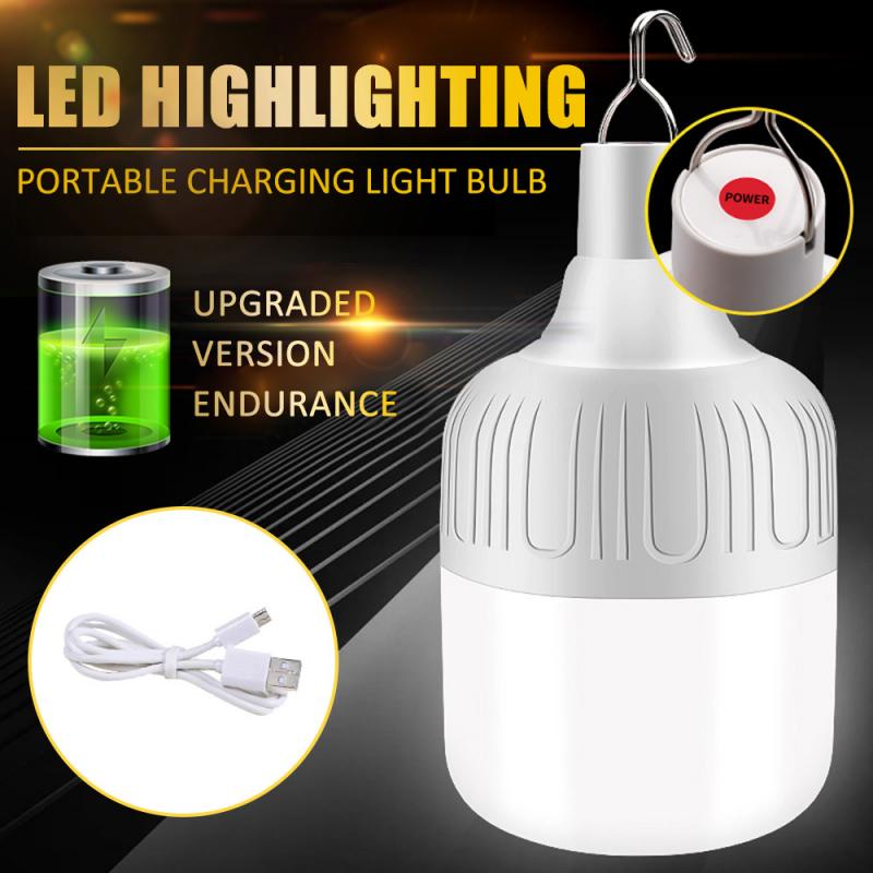 Remote Control Solar LED Camping Lantern USB Rechargeable Light Bulb Tent Light