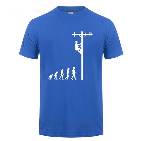 Evolution Of Lineman T-Shirt Funny Birthday Gift For Electrician Men Dad Papa Father Husband Short Sleeve O Neck Cotton T Shirt ► Photo 1/6