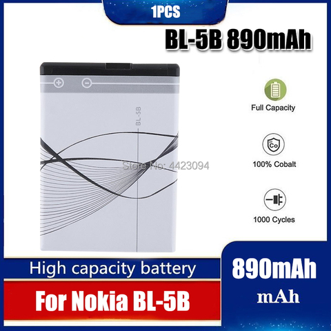 1pc Rechargeable BL-5B BL5B Cell Phone Battery for Nokia 5300 5320 N80 N83 6120C 7360 3220 3230 5070 BL 5B Batteries ► Photo 1/6