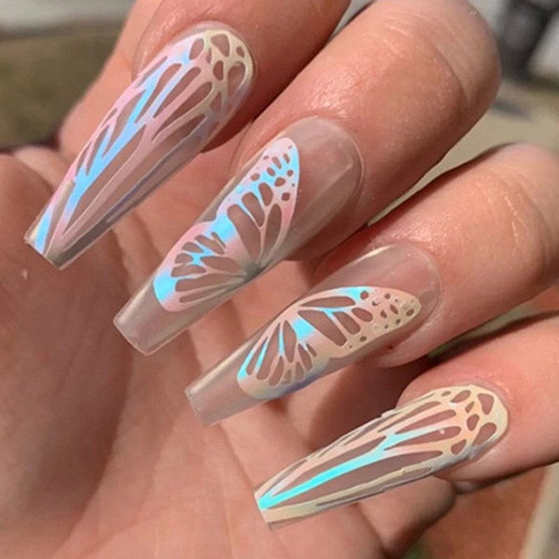 Download Buy Online 2020 New Holographic 3d Butterfly Nail Stickers Decal Self Adhesive Manicure Nail Art Acrylic Designs Tool Alitools