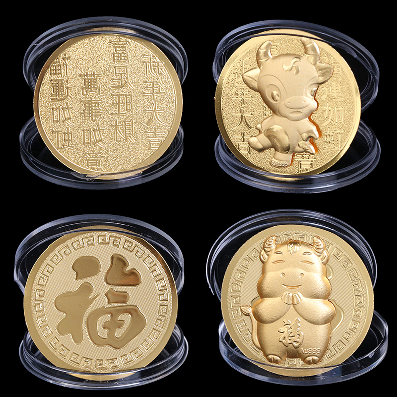 2021 Year Of Ox Coin Happy New Year Gift Commemorative Gold Coin Chinese Zodiac