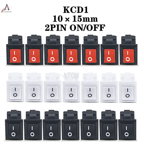 5pcs KCD11-101 3A/250V small black  10*15mm SPST 2PIN ON/OFF G130 Boat Rocker Switch Car Dash Dashboard Truck RV ATV Home ► Photo 1/4