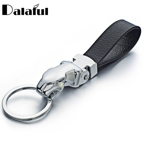 Metal Leopard Head Leather Key Chains Rings Holder For Car Keyrings KeyChains For Man Women High Quality Gift K262 ► Photo 1/6