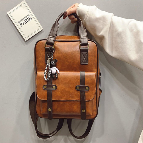 Women Anti Theft Backpacks Students Brown School Bags for Teenage Girls Waterproof Vintage Laptop Leather Big Travel Backpack ► Photo 1/6