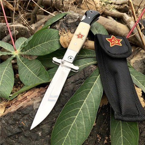 VERY STURDY Military Stainless Steel RUS Finka NKVD Pocket Folding Blade Knife Self Defense Outdoor Hunting Survival Camp Knives ► Photo 1/6