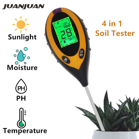 Professional Soil PH Meter 4 In1 LCD Temperature Solar Moisture PH Garden Soil Tester LCD Display 30% off ► Photo 1/6