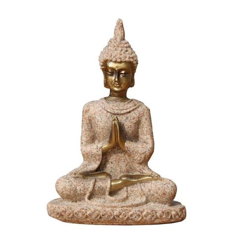 Sandstone Buddha Statue Sitting Meditation Buddha Sculpture Handmade Figurine Meditation Miniatures Ornament Statue Home ► Photo 1/1