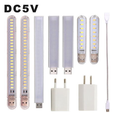 DC 5V Mini LED Night Light Portable 10LEDs 24LEDs USB Reading Table Lamp Bendable Extension Pole US Plug Adapter Book Lights ► Photo 1/6