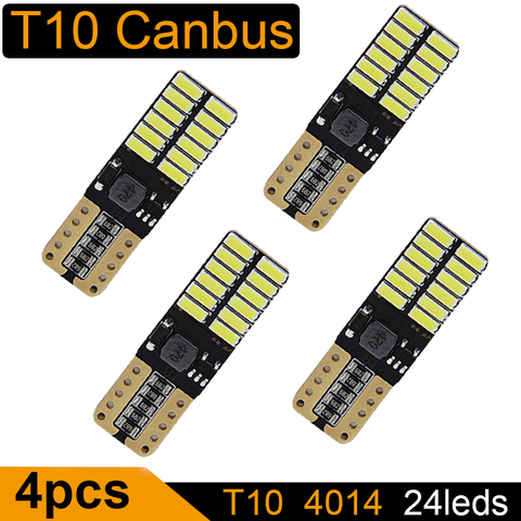 4PCS T10 LED Bulb Canbus 5W5 Car W5W LED Signal Light 12V 6000K License Plate Lights 4014 24SMD White ► Photo 1/6