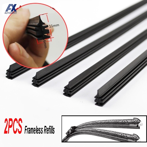 Pair Auto Car Rubber Bracketless Wiper Blade Refill 6mm 24