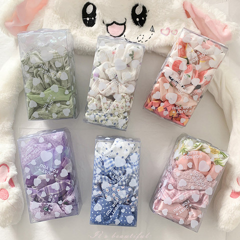 8/5pcs/Box Korea Floral Printed Hair Scrunchie Pack For Women Girls Fashion Ponytail Holder Hair Bands Set Gift Hair Accessories ► Photo 1/6