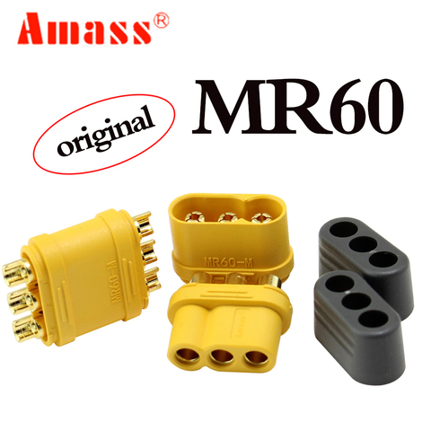 Amass MR60 Plug with P w/Protector Cover 3.5mm 3 Core Connector T plug Interface Connector Sheathed for RC Model ► Photo 1/6