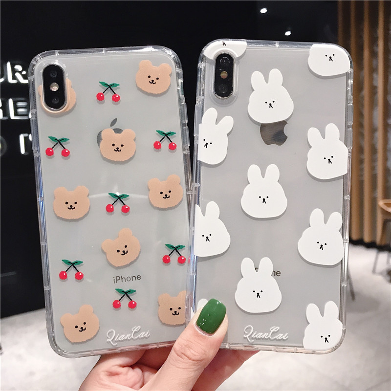 Fashion Cute Cartoon Animal Funny Rabbit Bear Phone Case For iphone 11 Pro  Xs MAX XR X 6 6s 7 8 plus Clear Soft TPU Back Cover - Price history &  Review |