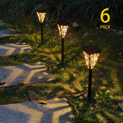 6pcs Warm White Solar Powered Garden Lights LEDs Lawn Lamp Decorative Landscape Light Outdoor Waterproof  for Garden Yard Patio ► Photo 1/6