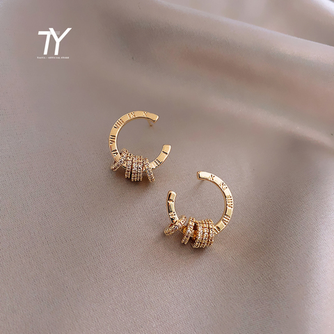 2022 new classic Roman digital round Stud Earrings with Simple needle South Korean women's jewelry temperament party Earrings ► Photo 1/6
