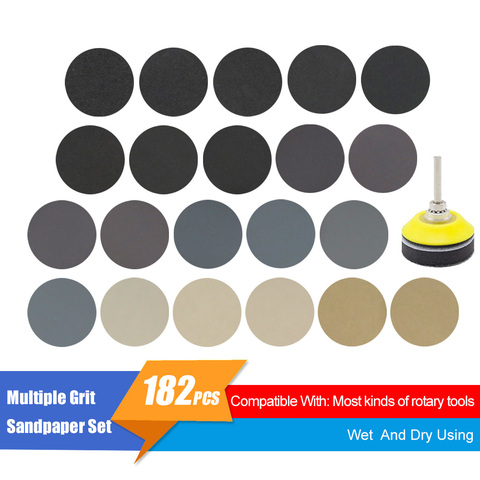 182 PCS 2 Inch Sandpaper Sanding Disc Wet Dry Sander Sheets with Sanding Pad Foam Buffing Pad Set Grinding Abrasive Sanding Set ► Photo 1/5