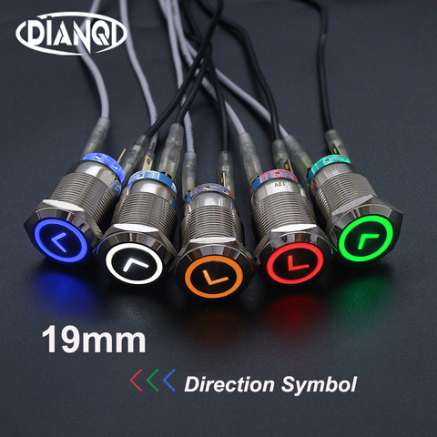 19mm High Quality Metal Power Arrow Brass Push Button Switch Flat Round Illumination Latching Momentary Self-reset 1NO1NC 19FXHX ► Photo 1/6