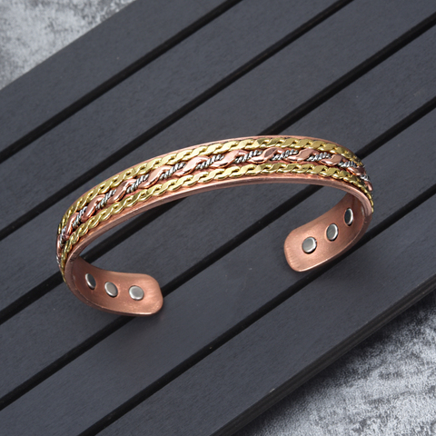 Vinterly Twisted Magnetic Copper Bracelet Health Energy Adjustable Bracelet Copper Open Cuff Copper Bracelets Bangles for Women ► Photo 1/6