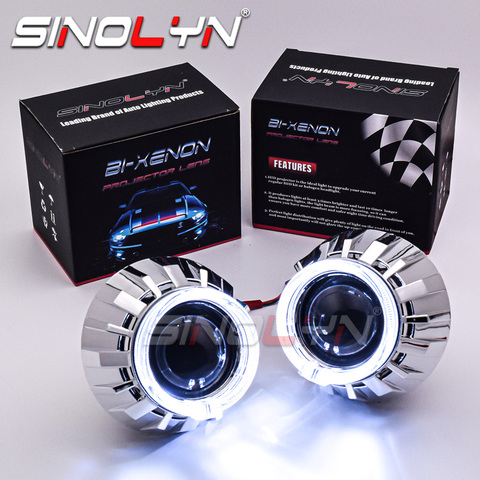 Sinolyn 2.5 Inch Bi Xenon Angel Eyes Projector Lens For H7 H4 Auto Cars Headlight H1 LED/HID Lenses Lamp Accessories Retrofit ► Photo 1/6