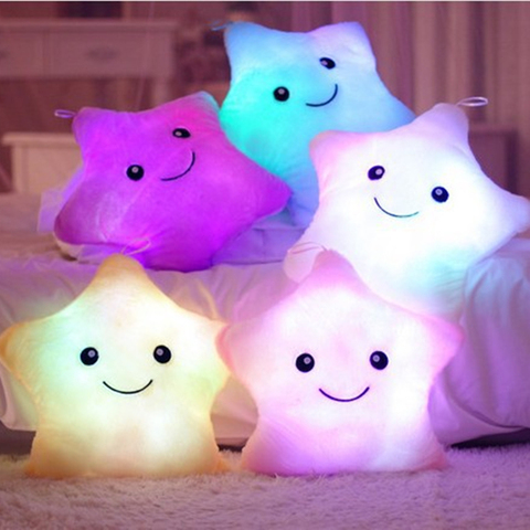 Luminous Pillow Star Shape Soft Cute Plush Stuffed Cushion Colorful Glowing Children Birthday Toy Gift Cartoon Doll Throw Pillow ► Photo 1/6