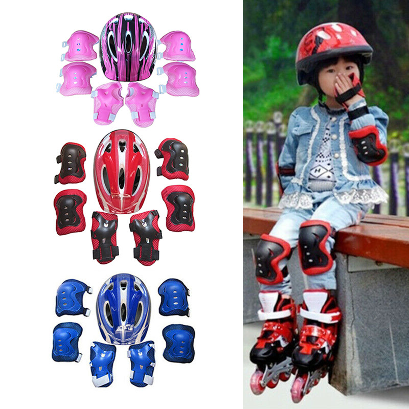 5-15 Years Old Kid  Roller Skating Bike Helmet Knee Elbow Wrist Protective Gear 