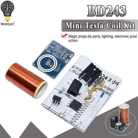 WAVGAT BD243 Mini Tesla Coil Kit Magic Props DIY Parts Empty Lights Technology Diy Electronics BD243C ► Photo 1/6