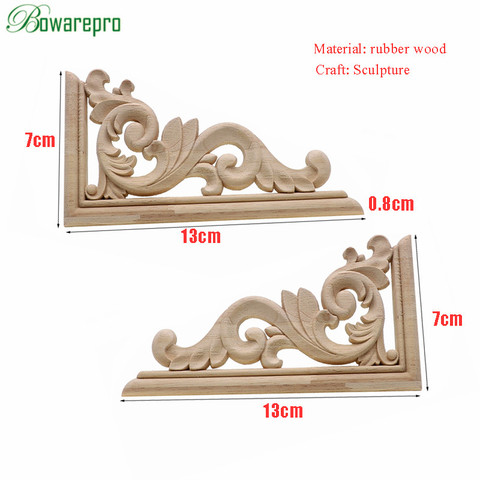 13cm Unique Natural Floral Wood Carved Wooden Figurines Crafts Corner Appliques Frame Wall Door Furniture Woodcarving Decorative ► Photo 1/6