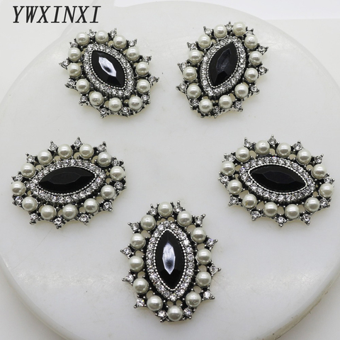 Fashion Hot 10Pcs 21mm diamond Alloy Diy Jewelry Accessories Flat Back Imitation pearls Base Settings Wholesale Handmade Fitting ► Photo 1/6