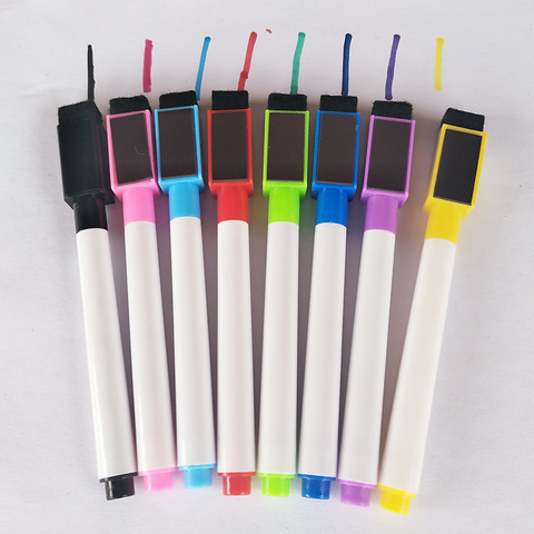 8pcs\set Erasable Colorful Black Whiteboard Pen Marker Magnetism and Brush Office School Stationery Supplies ► Photo 1/5