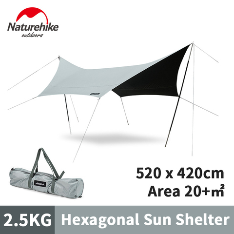 Naturehike 8-10 People Black plastic hexagonal canopy sunscreen waterproof outdoor large camping UV awning ► Photo 1/1