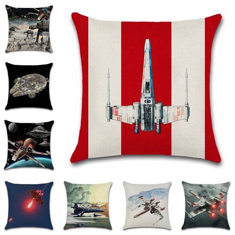 Star Plane fighter Beige linen Cushion Cover decorative Home sofa car chair seat Friend room office Kids gift pillowcase ► Photo 1/6