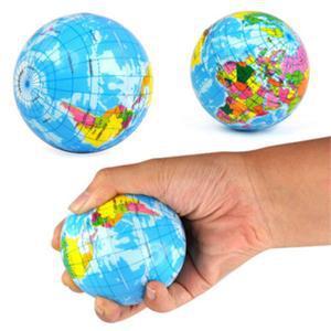 Pizies Hot Selling Brief Earth Globe Stress Relief Bouncy Foam Ball Kids World Geography Map Ball ► Photo 1/3