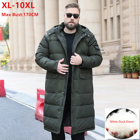 Extra Long Winter White Down Jacket Men 2022 86% Black Cargo Thick Coat Hooded Warm Male Plus Size 6XL 7XL 8X 9XL 10XL Clothing ► Photo 1/6