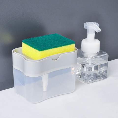 Soap Dispenser With Sponge Holder Cleaning Liquid Pump Dispenser