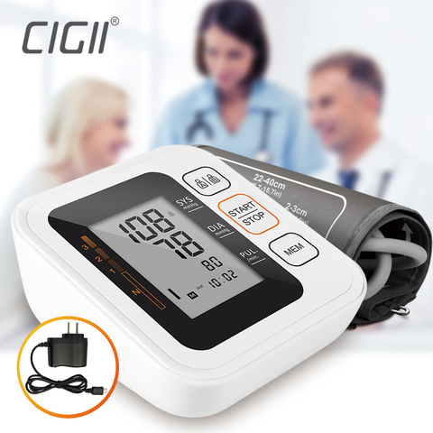 Cigii Portable Digital Upper Arm Blood Pressure Monitor Heartbeat test Health care monitor 2 Cuff Tonometer ► Photo 1/6
