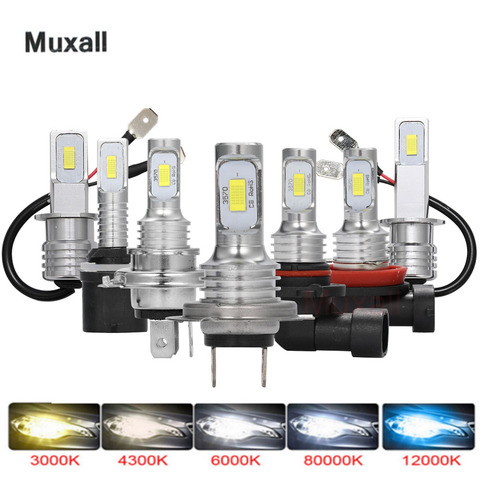 2Pcs LED Mini Car Headlight H7 H4 H11 H3 H1 CSP Car Fog Lights 12V 24V 6000K White Driving Running Bulbs for Auto Automotive ► Photo 1/6