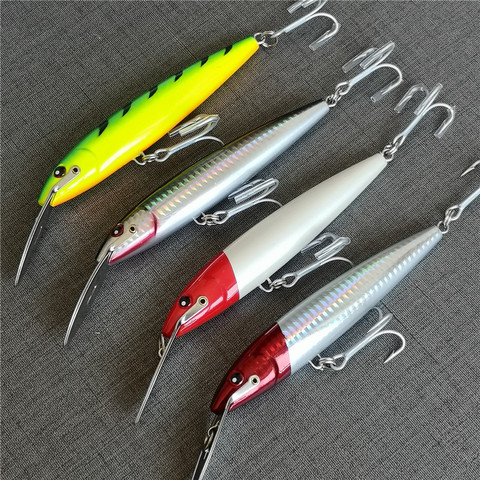 SWOLFY 4PCS /LOT Metal tongue minnow fishing lure 32.5g/130mm big minnow Trolling Tuna Fishing Lures 3D eys Artificial Baits ► Photo 1/6