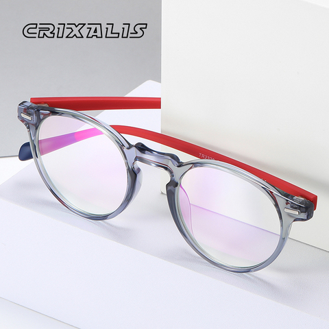 CRIXALIS Vintage Blue Light Blocking Glasses Women Round Flexible Optics Reading Frame Computer Gaming Eyewear Men UV400 ► Photo 1/1