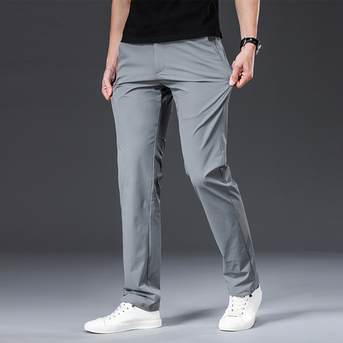 BROWON Classic High Quality Men Trousers Spring Summer Midweight Solid Color Straight Trousers Male Full Length Casual Pants Men ► Photo 1/6
