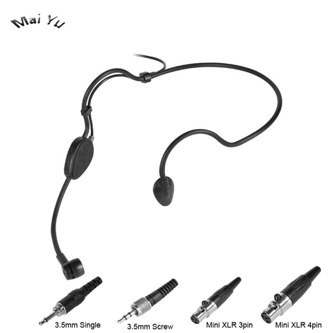 Wholesale 5 pics Black Headset Microphone Condenser Show Microfone for AKG Samson Shure Mini XLR 3pin XLR 4pin 3.5mm Screw jack ► Photo 1/4