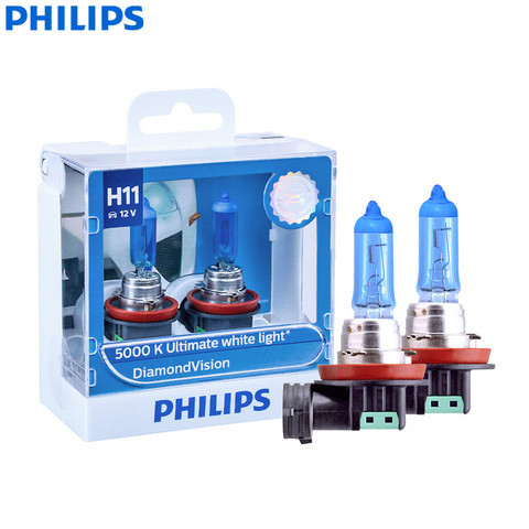 Philips Diamond Vision 5000K Whiter H7 Car Headlight Bulbs (Twin