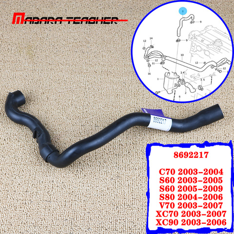 8692217 For Volvo C70 S60 S80 V70 XC70 XC90  Engine Crankcase Breather Valve Hose Crankcase Vent Hose ► Photo 1/6