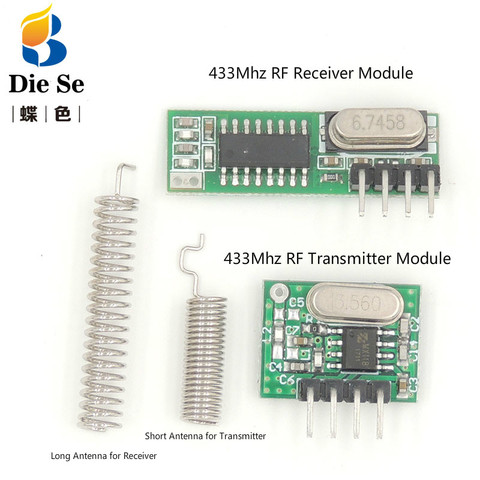 433 Mhz Superheterodyne RF Receiver Module and Transmitter Module with antenna for Arduino DIY Kit 433Mhz Remote controls ► Photo 1/6