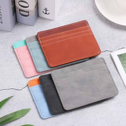 1Pc Pu Leather ID Card Holder Candy Color Bank Credit Card Box Multi Slot Slim Card Case Wallet Women Men Business Card Cover ► Photo 1/6
