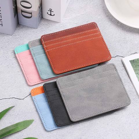 Slim Wallet Genuine Leather Credit Card Holder Unisex 6 Card 