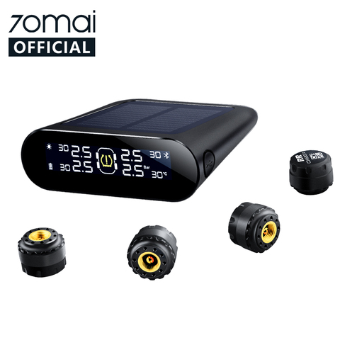 70mai Tire Pressure Monitor System Lite Smart Car TPMS Solar Power APP Control Auto Security Alarm Systems Tyre Pressure Warning ► Photo 1/6