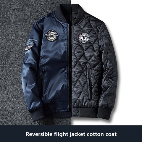 Men Bomber Jacket Air Force Flight Jacket Autumn and Winter Baseball Uniform Large Size Double-sided Wear Jacket Cotton Jacket ► Photo 1/6